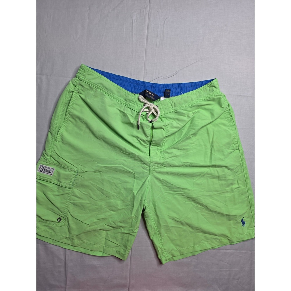 Polo Ralph Lauren Board Shorts Mens XL Green Nylon Pony Logo Drawstring Swimwear